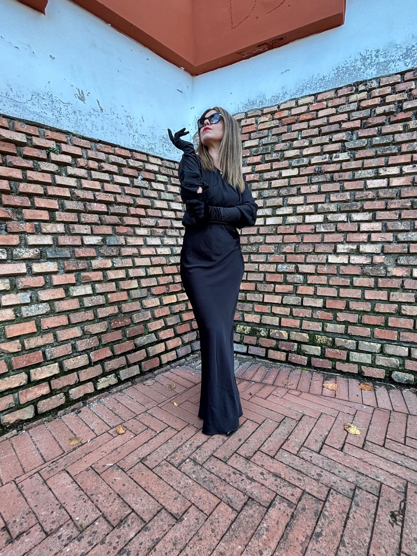 Gonna Midi sirena cangiante - Nero