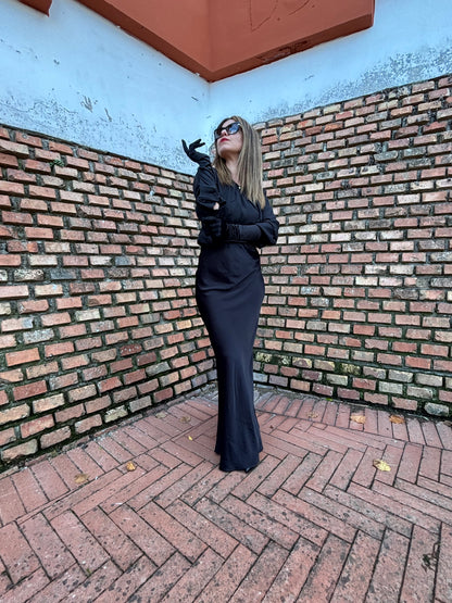 Gonna Midi sirena cangiante - Nero