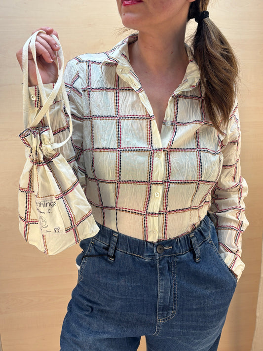 Camicia no stiro fantasia quadri - cotone bio