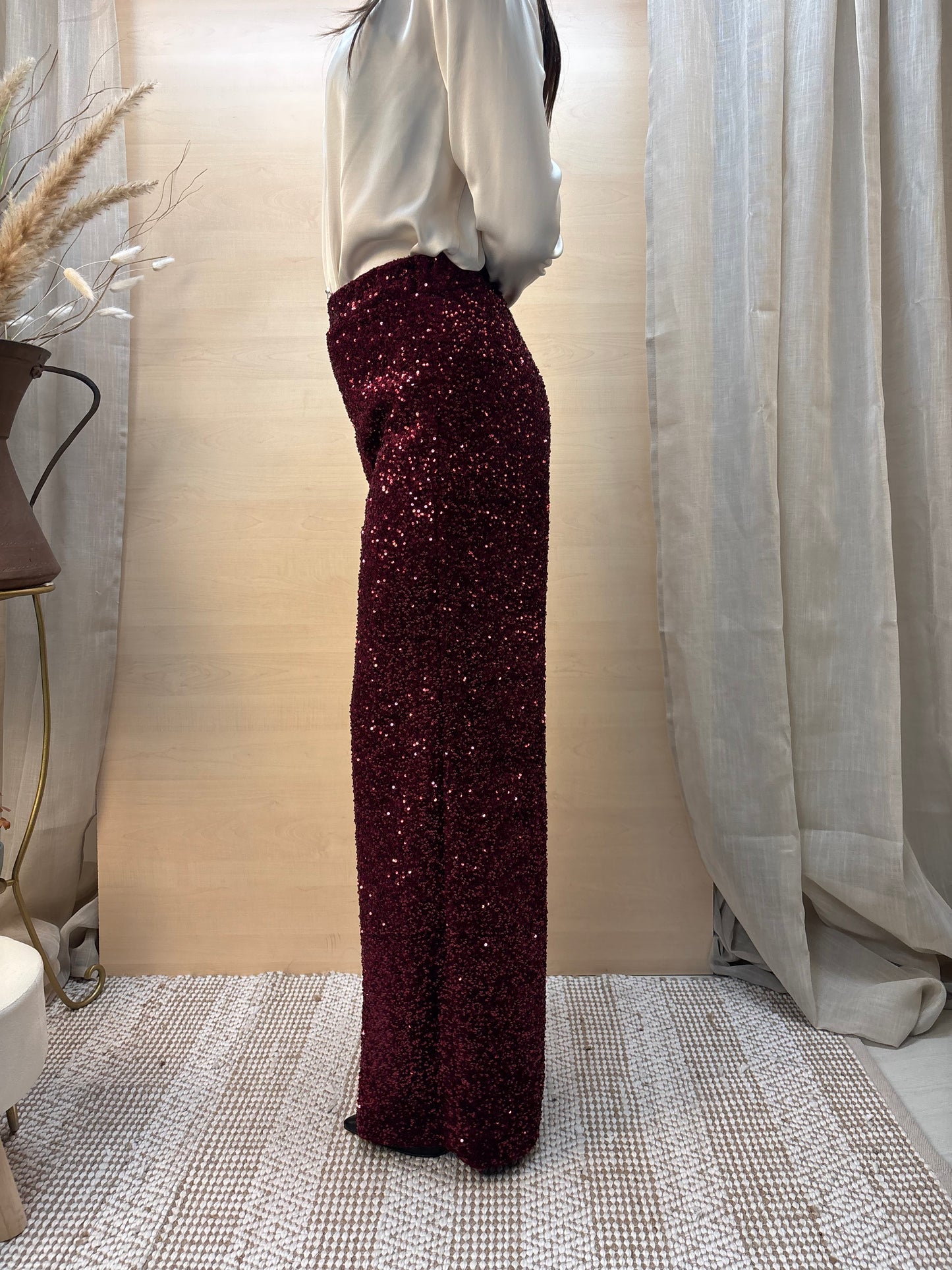 Pantalone Tailleur in paillettes - rosso