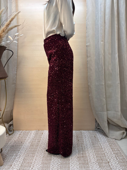 Pantalone Tailleur in paillettes - rosso