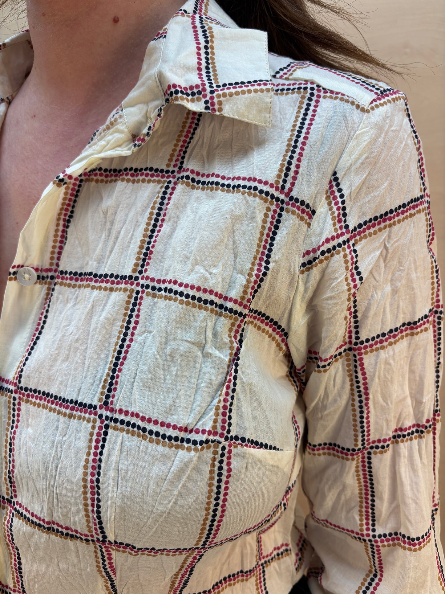 Camicia no stiro fantasia quadri - cotone bio