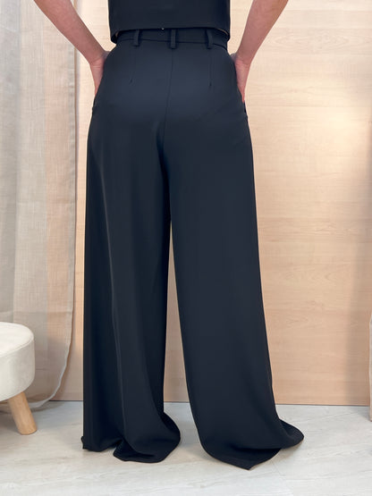 Pantalone palazzo fluido nero – Made in Italy
