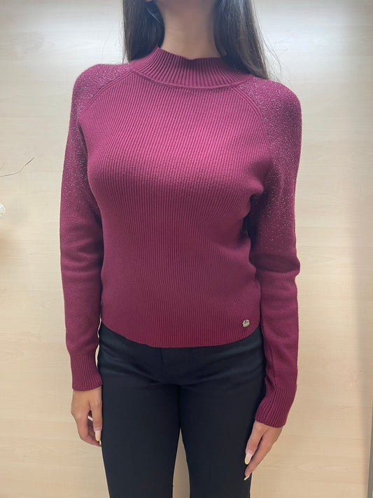 Maglia con lurex col. Amarone - in viscosa
