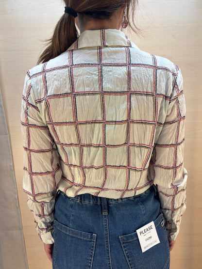 Camicia no stiro fantasia quadri - cotone bio