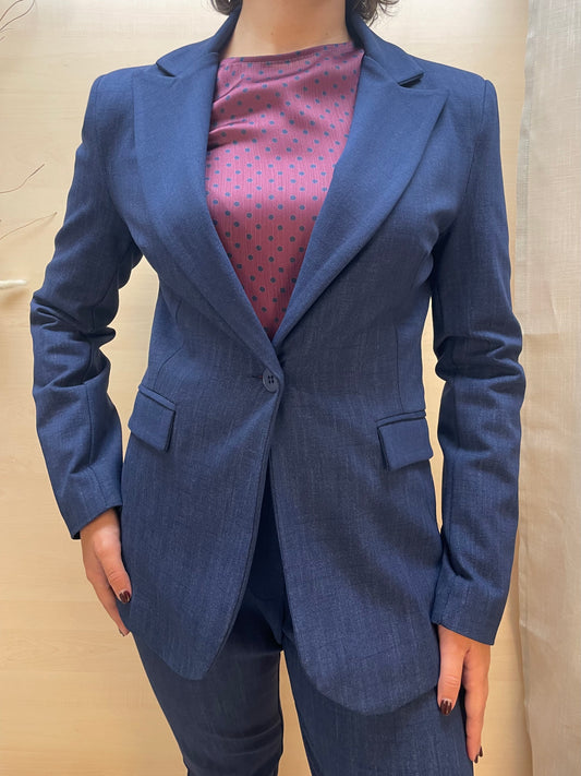 Giacca blu effetto denim