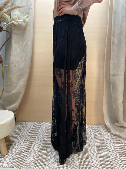 Gonna lunga nera - in tulle di pizzo
