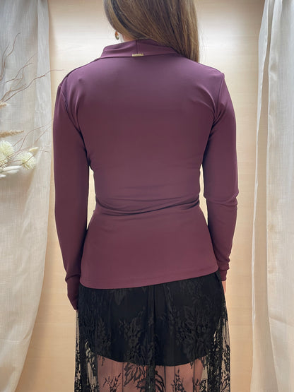 Maglia drappeggiata a maniche lunghe - Burgundy
