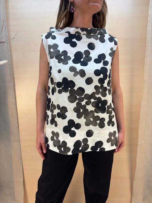 Blusa smanicata fantasia in cotone - Karma - Made in Italy