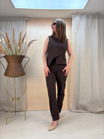 Pantalone in bengalina cioccolato – Karma | Made in Italy