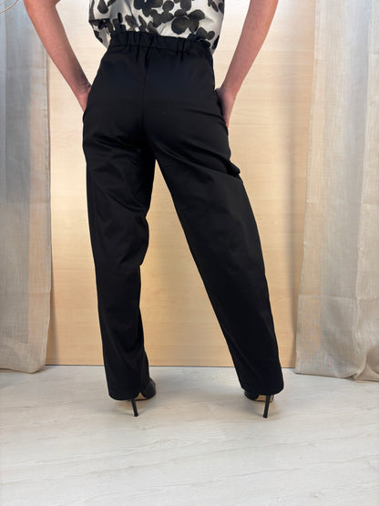 Pantalone ampio in bengalina nero - Karma - Made in Italy