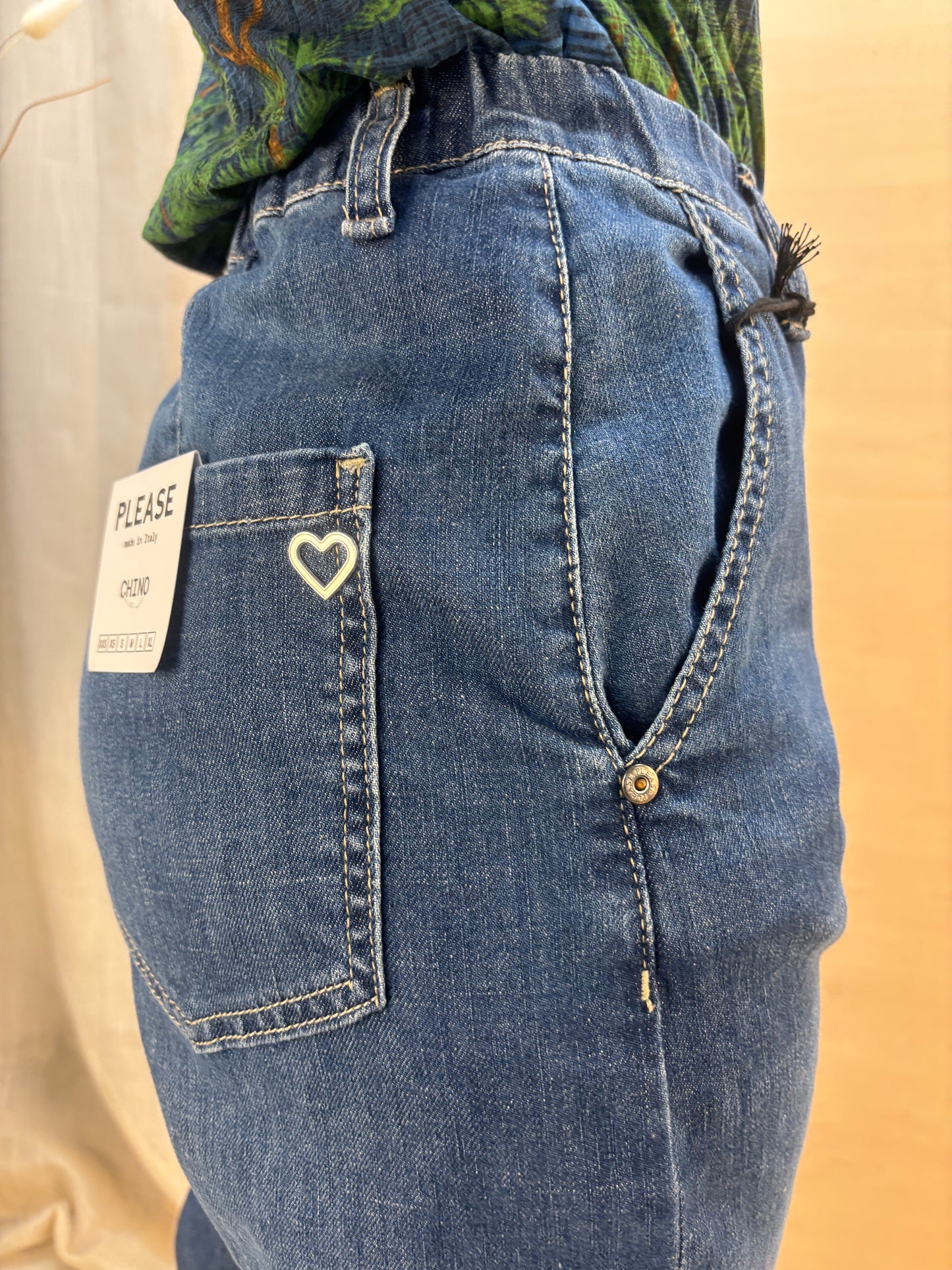 Jeans chino blu denim carrot fit - Please