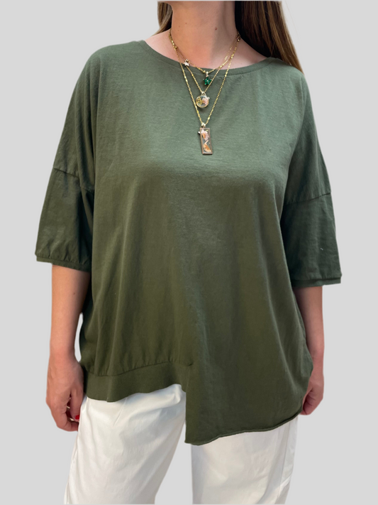 T-shirt over salvia - in cotone