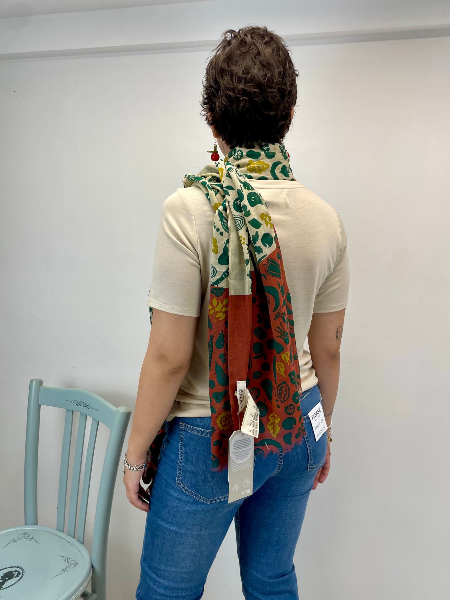 Foulard stampa botanica in cotone bio