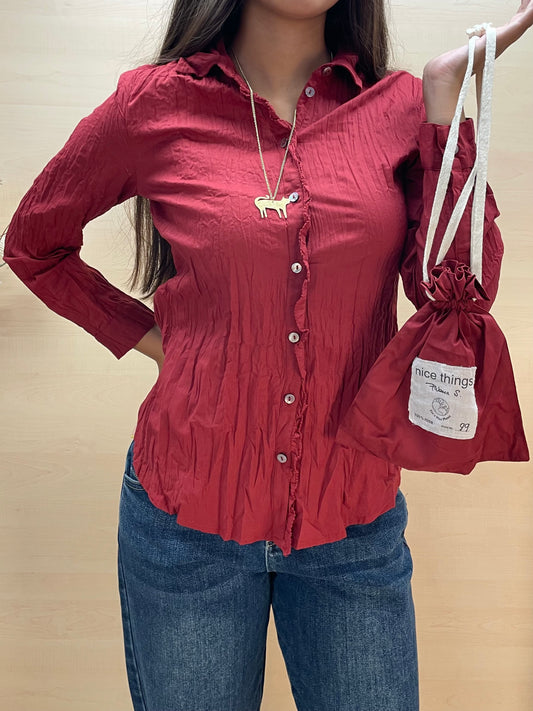 Camicia rossa tinta unita - in cotone bio