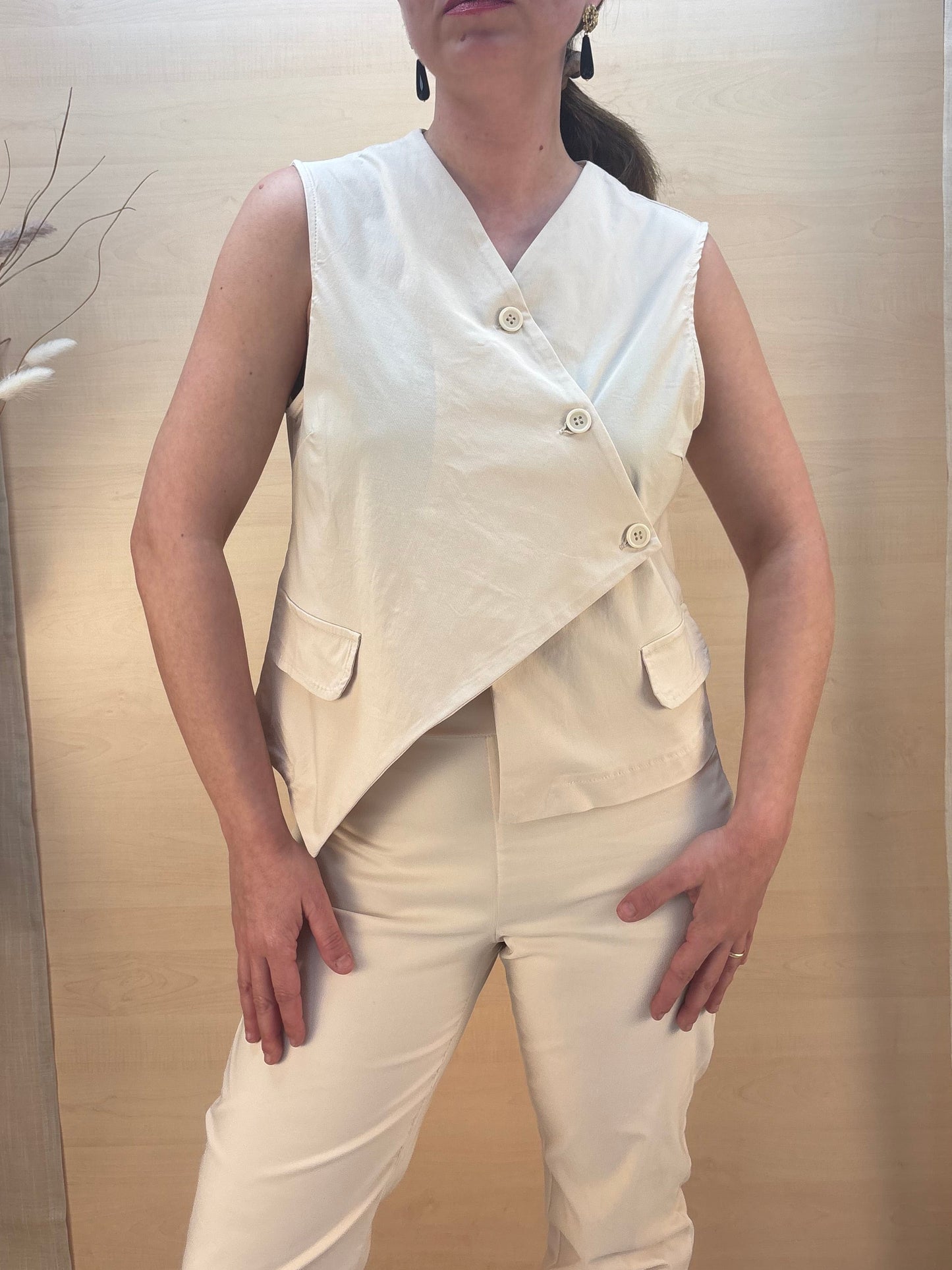 Gilet in bengalina avorio– Karma | Made in Italy