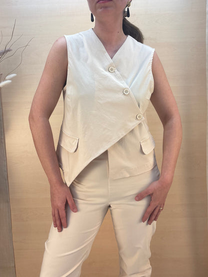 Gilet in bengalina avorio– Karma | Made in Italy