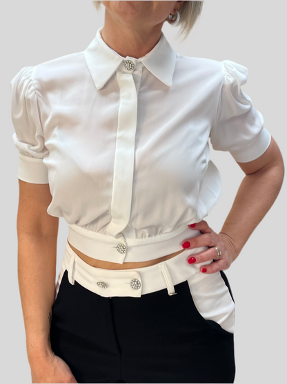 Camicia bianca - con bottoni gioiello