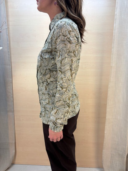 Camicia no stiro fantasia Mar Egeo - in cotone bio