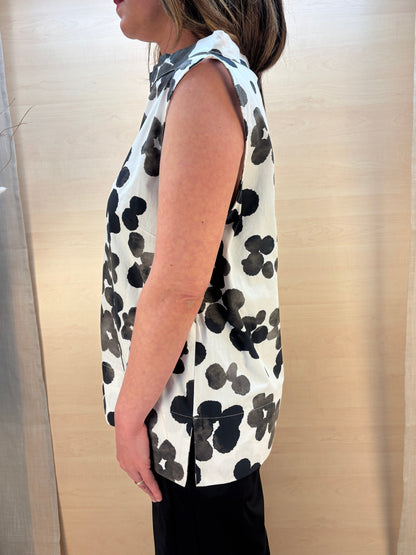 Blusa smanicata fantasia in cotone - Karma - Made in Italy