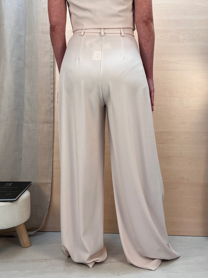 Pantalone palazzo fluido col. Gesso – Made in Italy