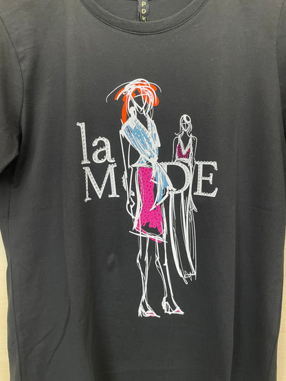 T-shirt nera con stampa “La Mode” – in cotone