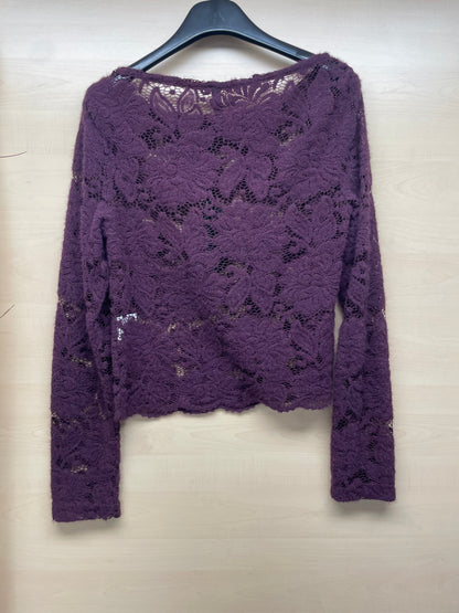 Maglia Burgundy maniche lunghe - in pizzo