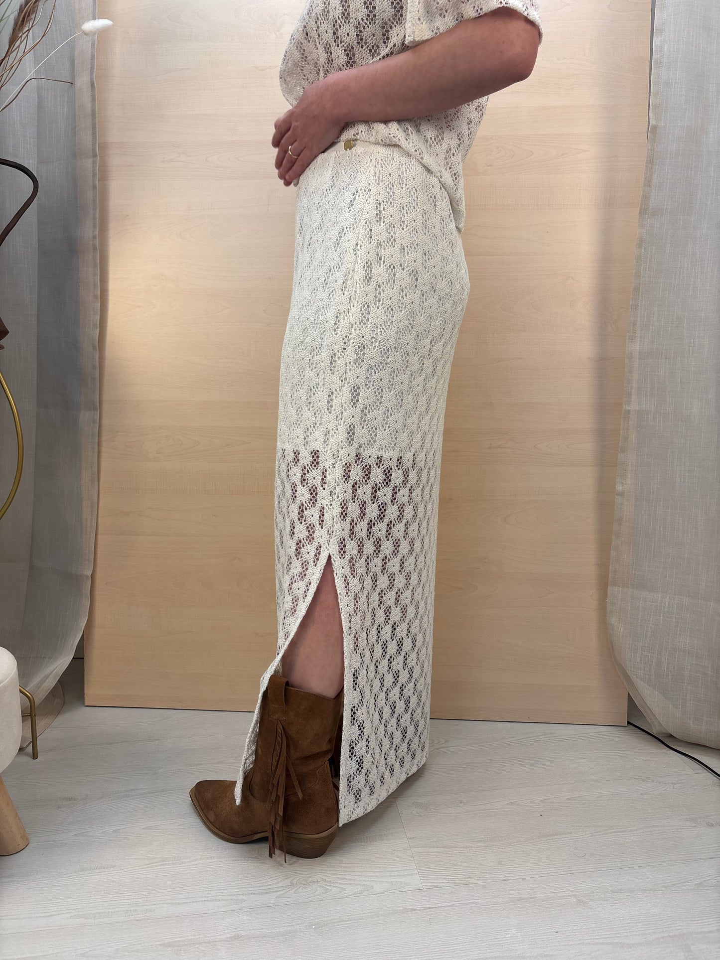 Gonna lunga crochet burro – PHARD | Made in Italy