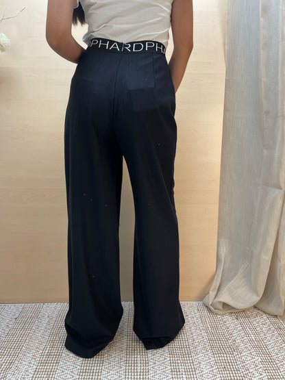 Pantalone a colonna nero - con micro paillettes