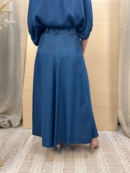 Gonna lunga in chambre denim