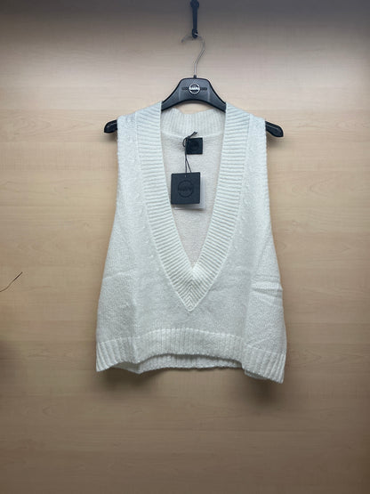 Gilet panna over con scollo a V - in lana