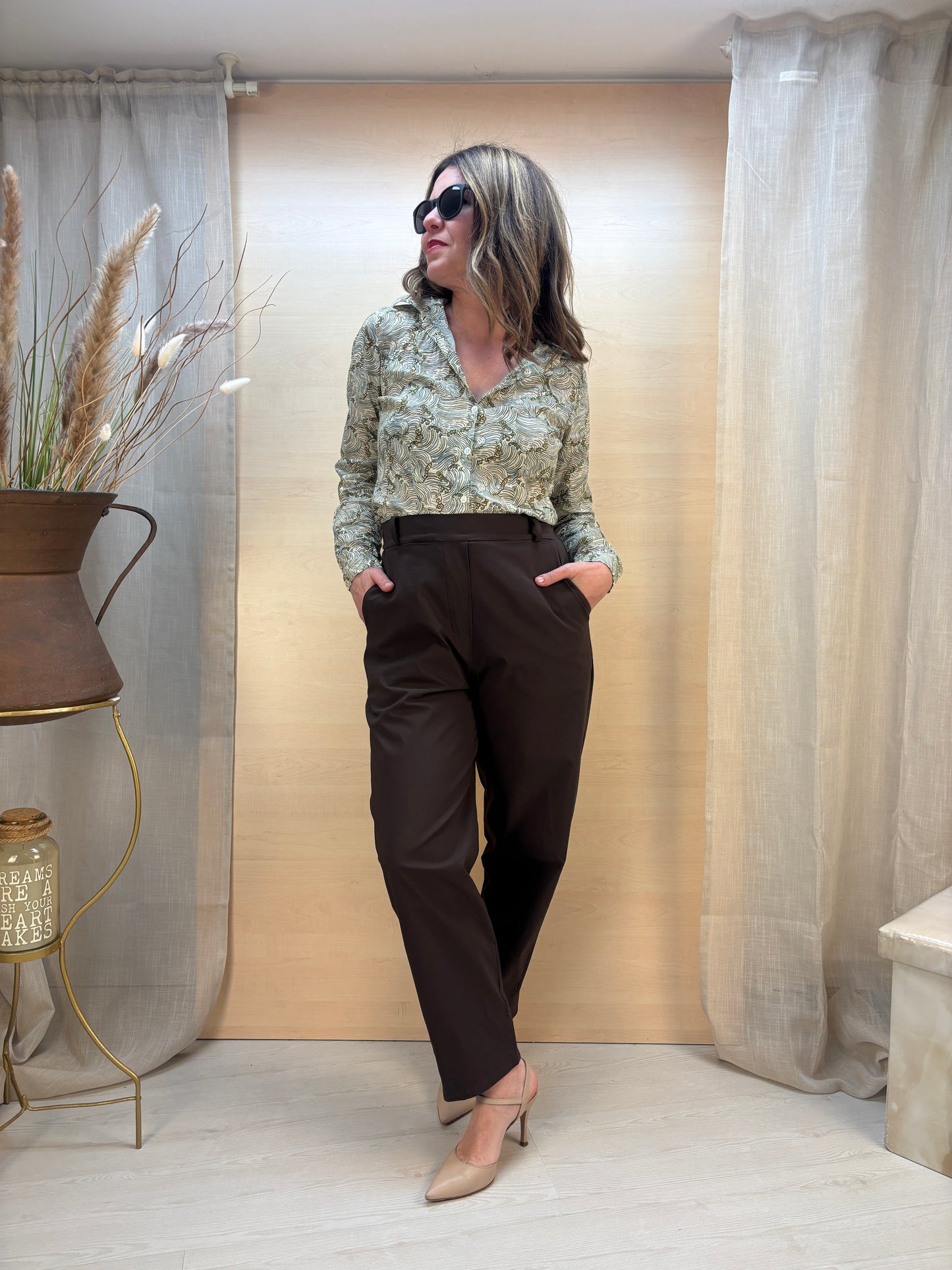 Camicia no stiro fantasia Mar Egeo - in cotone bio