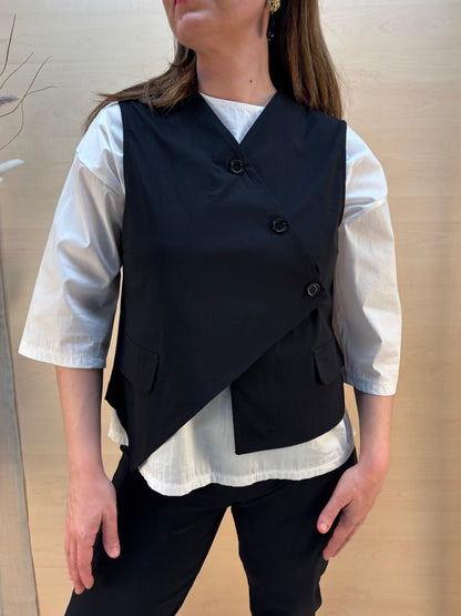 Gilet in bengalina nero – Karma | Made in Italy