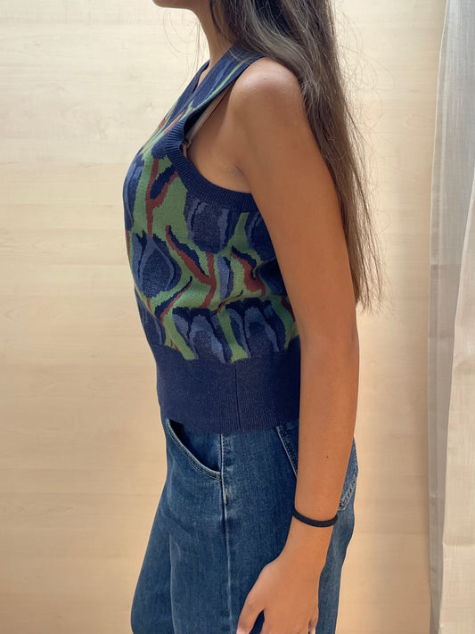 Gilet con tulipani - in jacquard