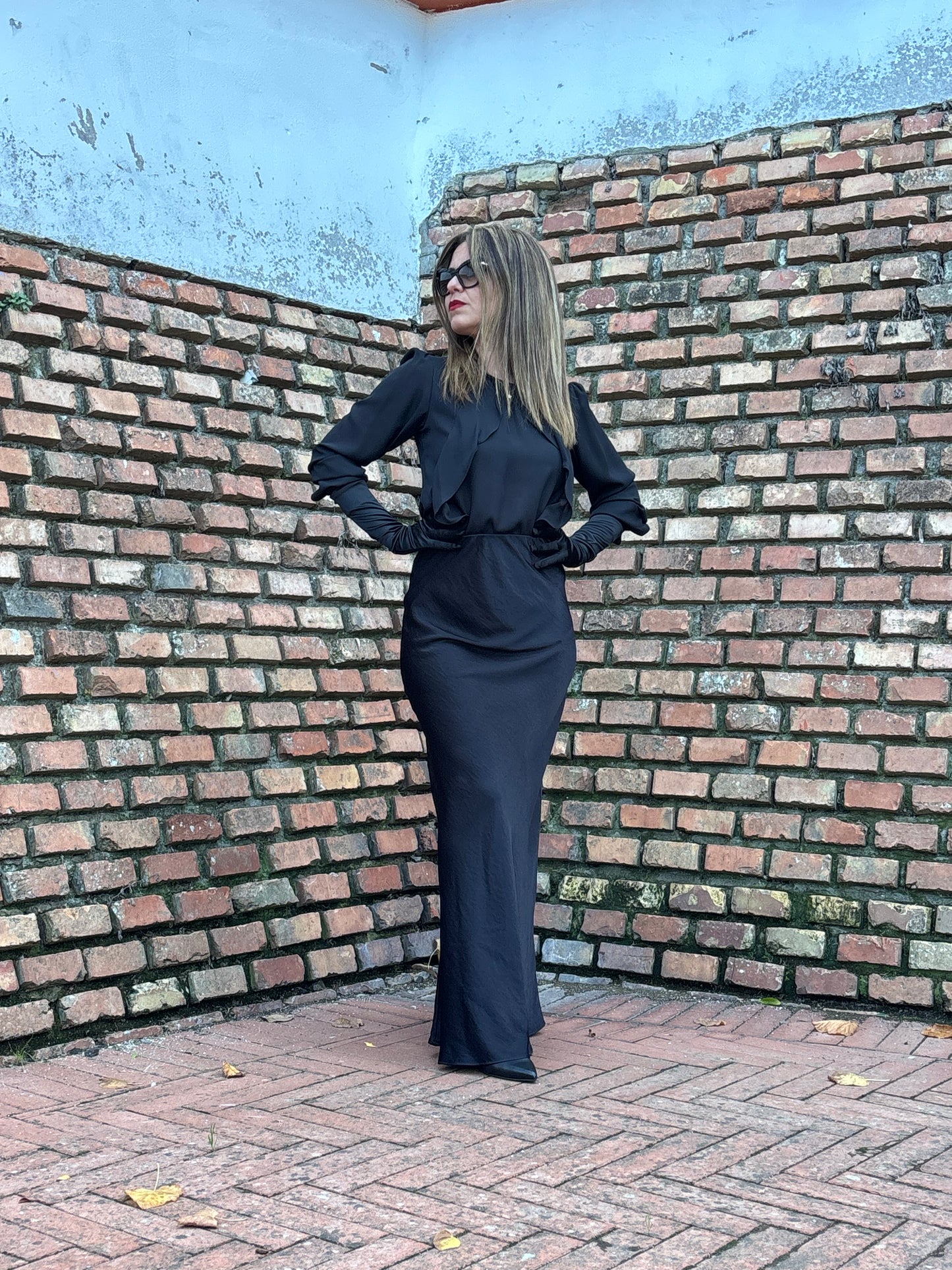 Gonna Midi sirena cangiante - Nero