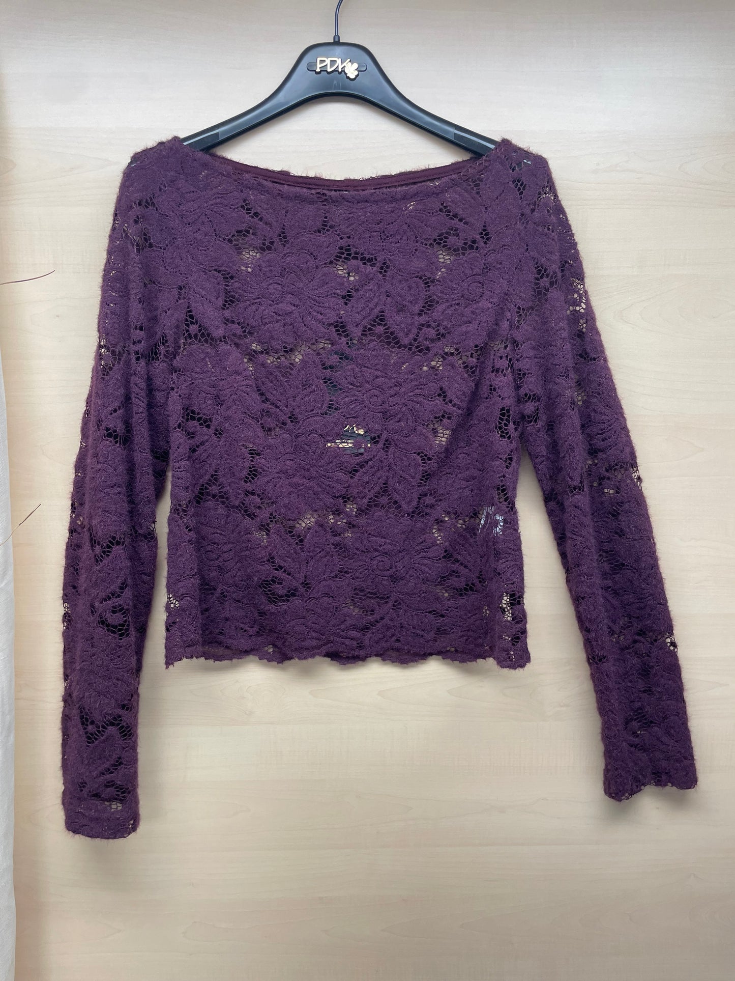 Maglia Burgundy maniche lunghe - in pizzo