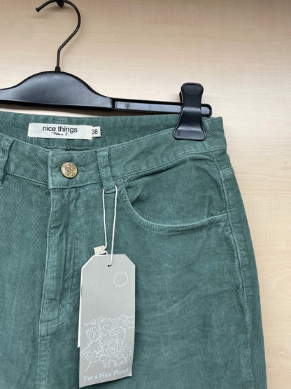 Pantaloni in Velluto a coste sottili - Verde