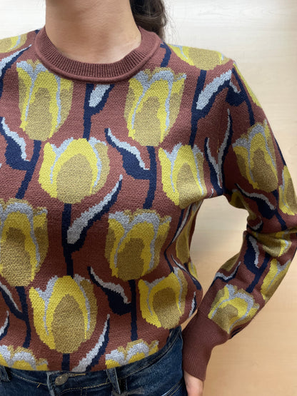 Maglione con tulipani - in Jersey
