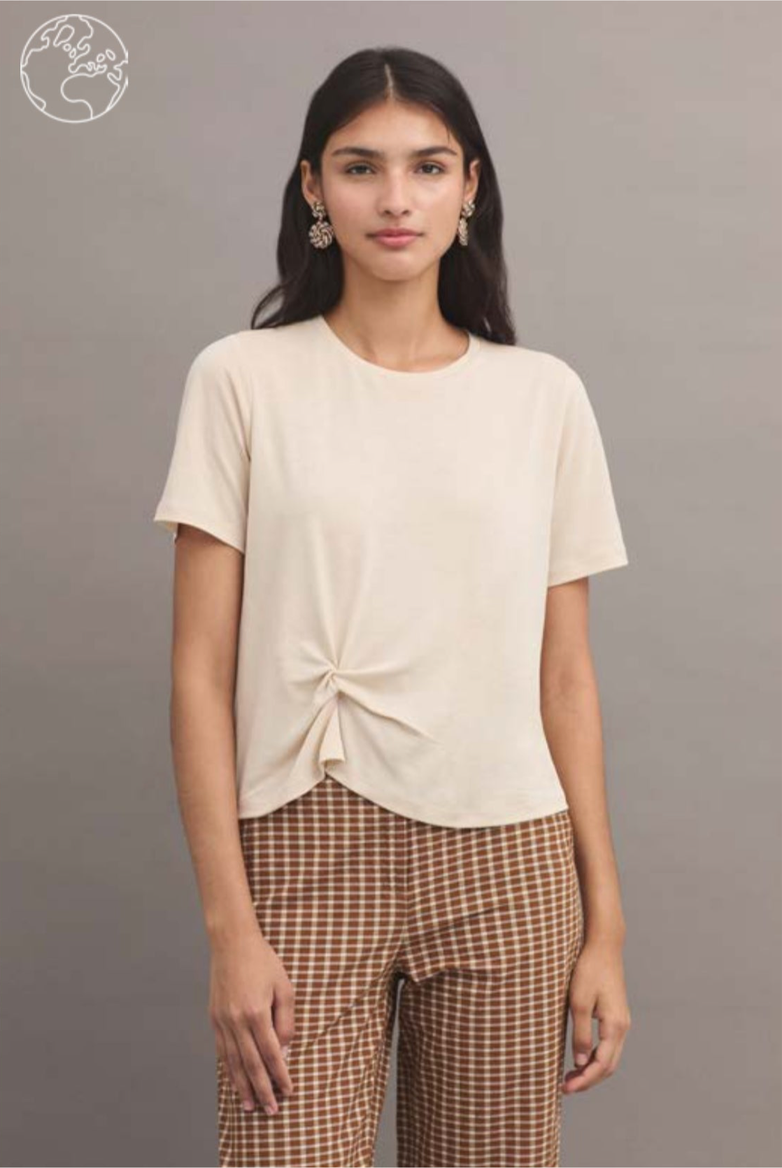 T-shirt nodo in Lyocel - colore beige