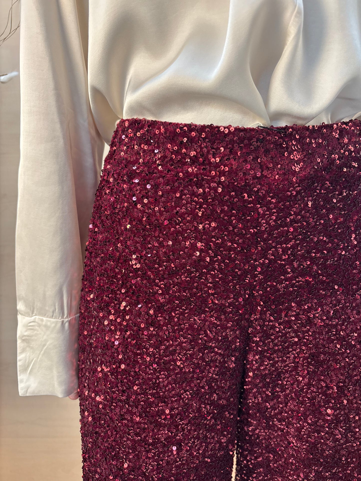 Pantalone Tailleur in paillettes - rosso