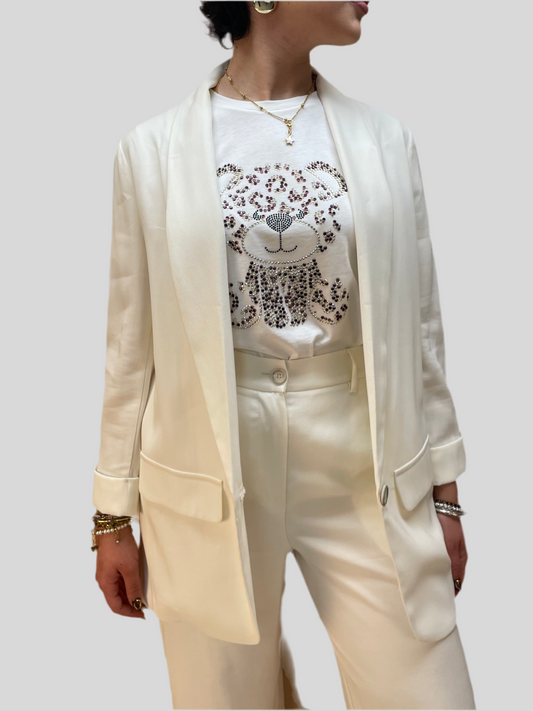 Giacca oversize con riga laterale amarena - in viscosa