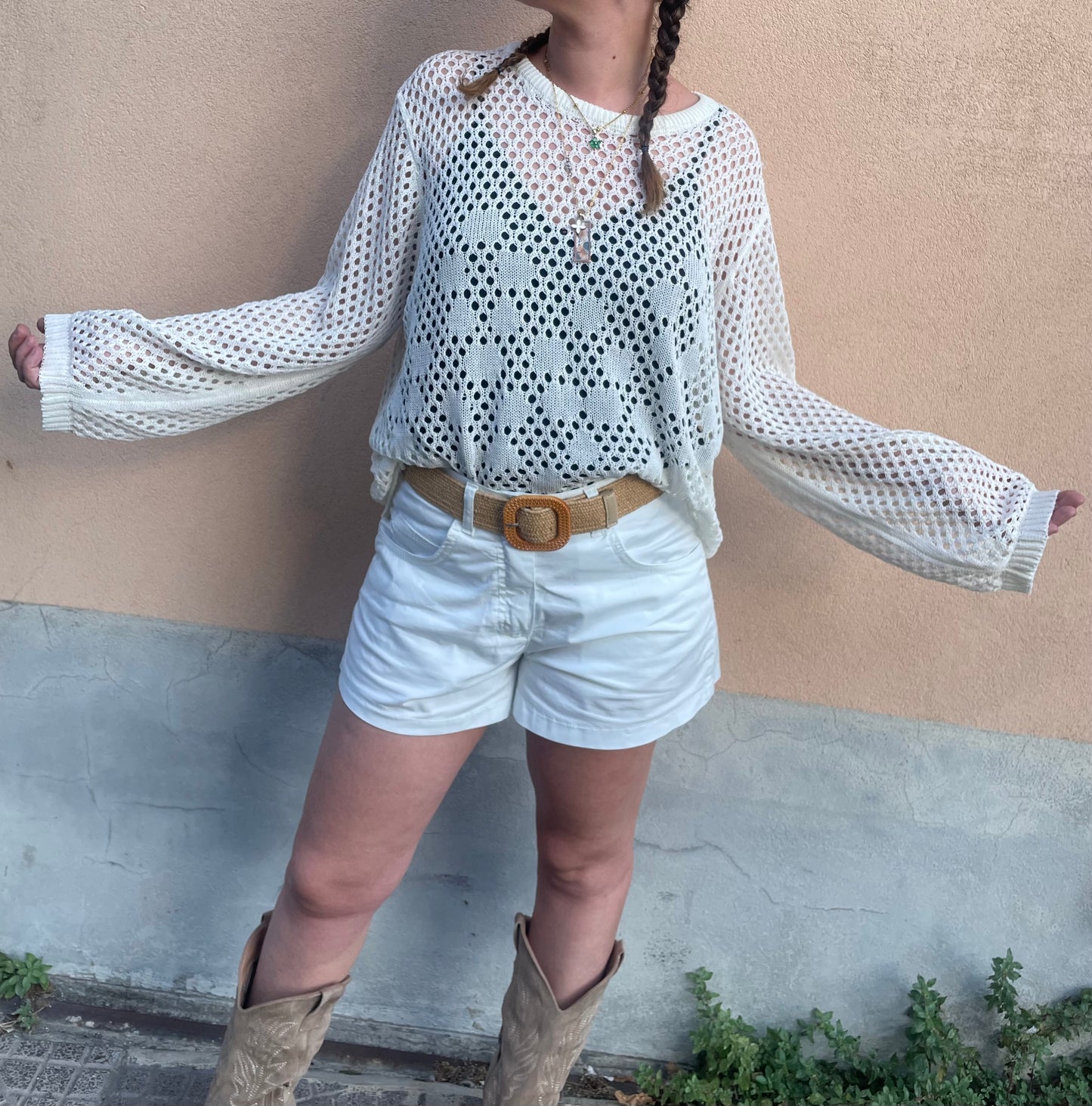 Maglia a rete bianca - in viscosa