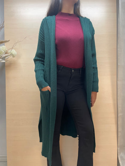 Cardigan lungo con cappuccio - verde Gucci