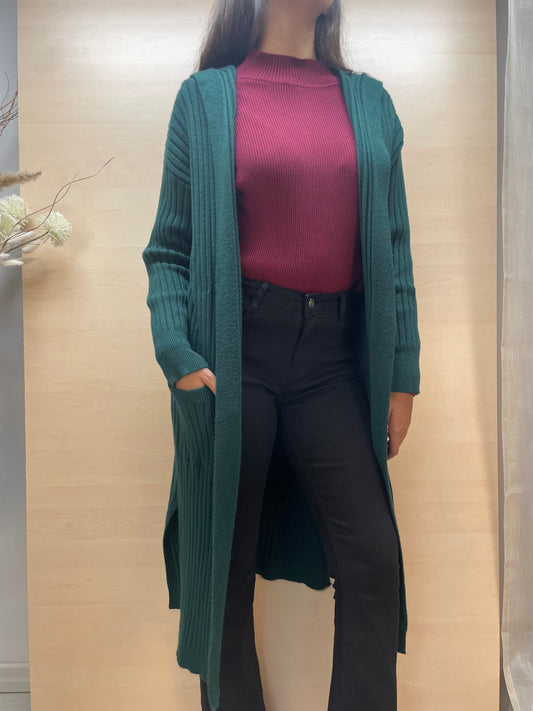 Cardigan lungo con cappuccio - verde Gucci