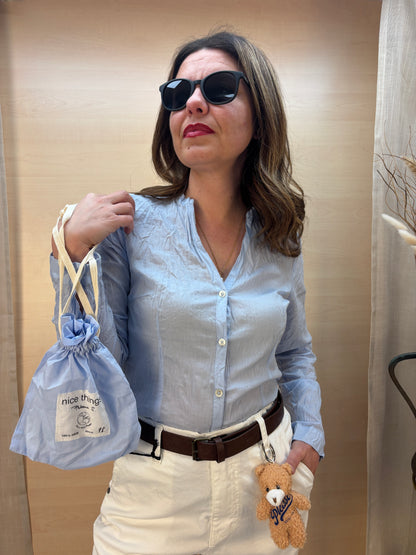 Camicia no stiro celeste - cotone bio