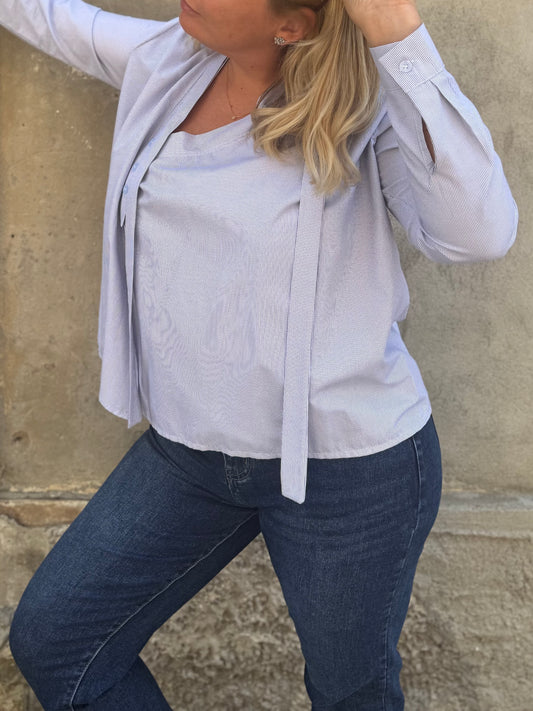 Camicia con abbottonatura asimmetrica - in cotone