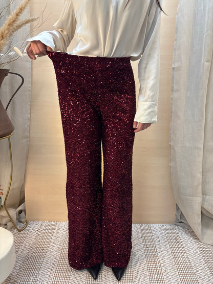 Pantalone Tailleur in paillettes - rosso