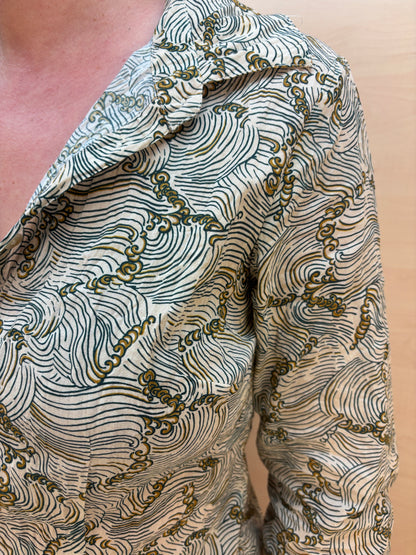 Camicia no stiro fantasia Mar Egeo - in cotone bio