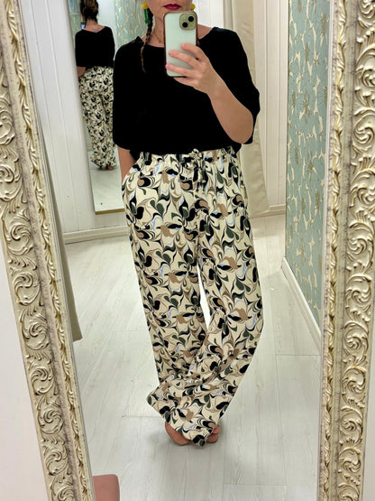 Pantalone stampa 70 - in twill di viscosa