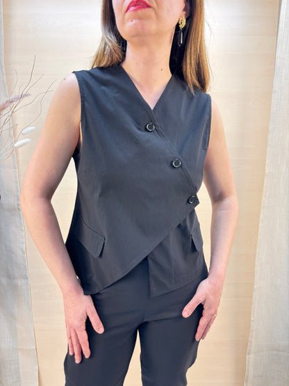 Gilet in bengalina nero – Karma | Made in Italy